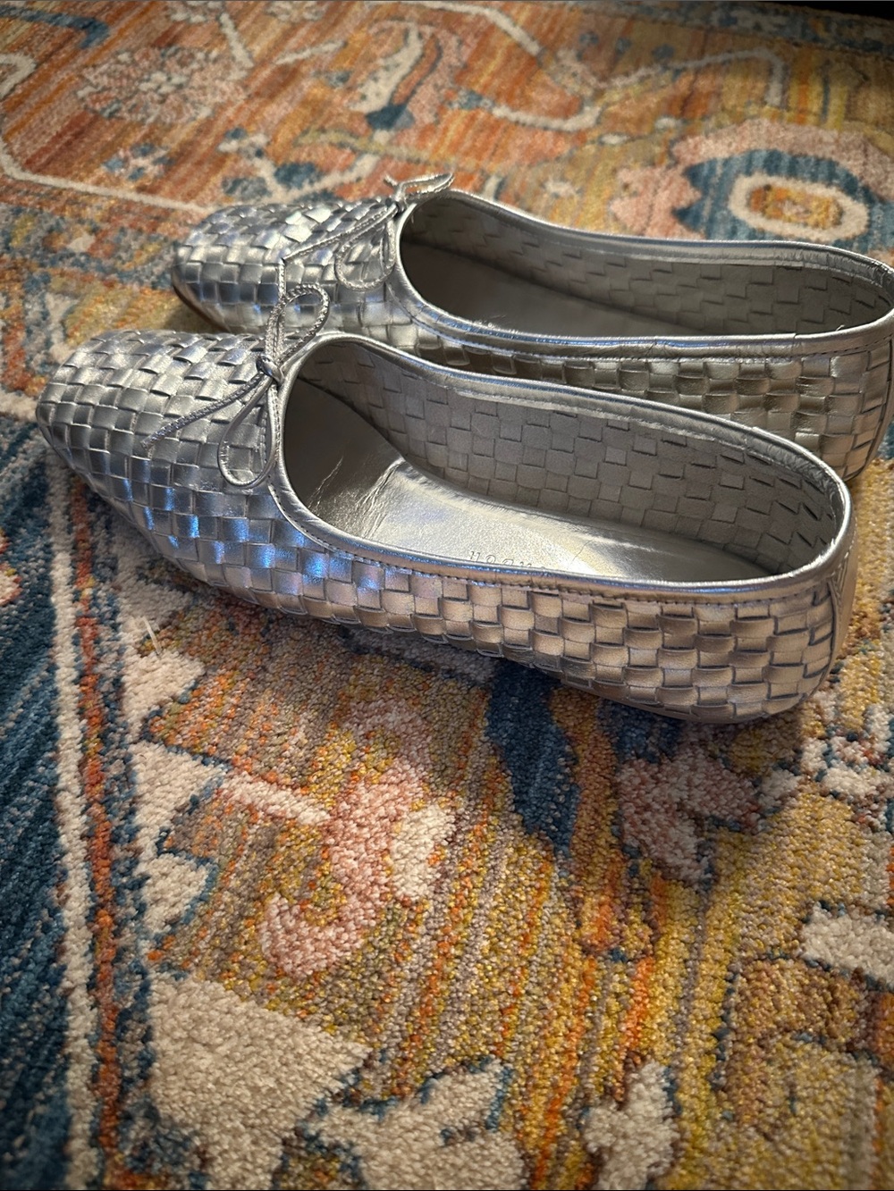 Freda Salvador Jada hand woven Silver Ballet Flats - Picture 2 of 5
